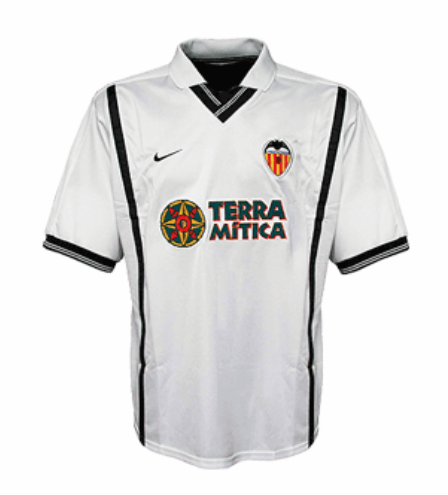 2000-2001 Valencia Retro Home Kit Soccer Jersey